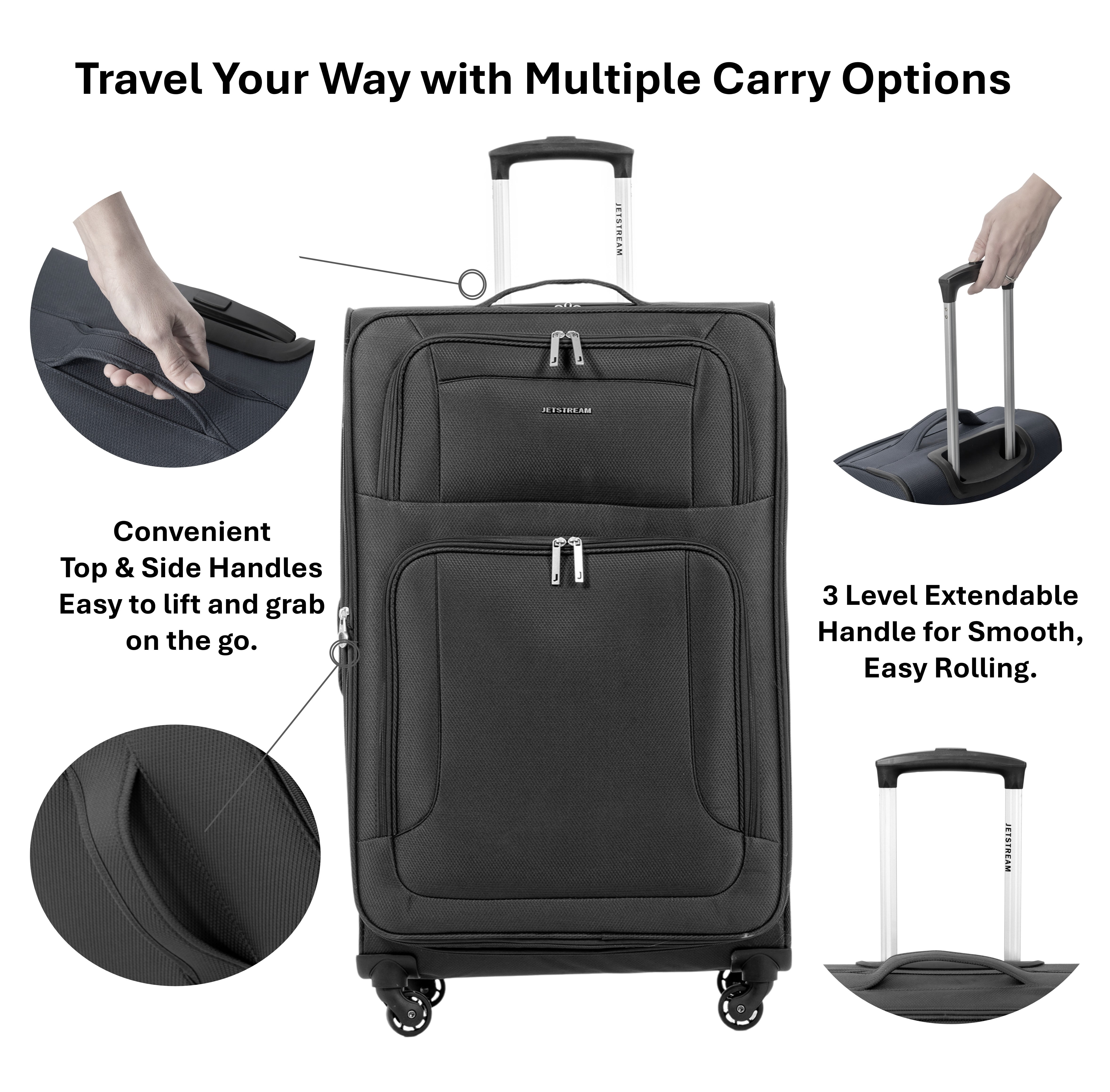 Jetstream Valise Cabine Souple, Valise de Voyage Légère à Roulettes avec Roues Pivotantes