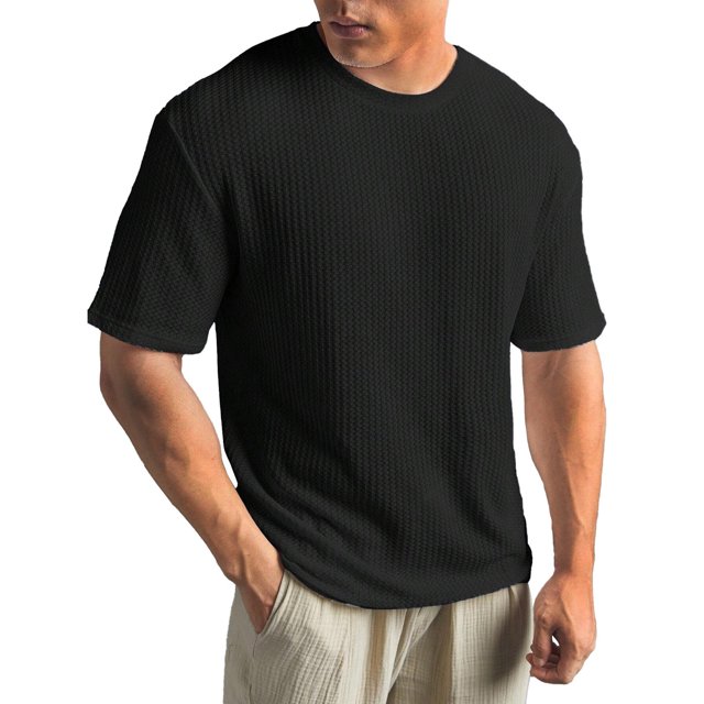 Hiiyo Men's Plus Size Solid Plain T-Shirt Short Sleeve Crew Neck T Shirt Versatile Pullover T-Shirt