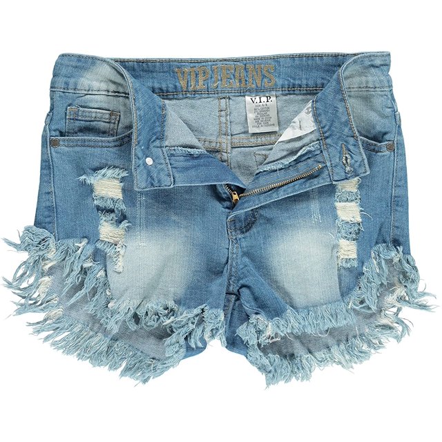 VIP Jeans Women's Distressed Denim Shorts, Acid Wash, Size 15