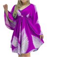 thumbnail image 2 of Jusqu'à 65 % de Rabais! Robes d'Été Mode pour Femmes 2024 Grande Taille Tempérament Doux Col en V Manches Bouffantes Couleur Unie Robe Confortable Robe Courte, 2 of 7