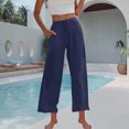 thumbnail image 4 of Summer Clearance 2025! Womens Plus Size Pants,Woman Fashion Solid Color Elastic Waist Drawstring Pocket Long Pants, 4 of 5