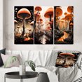 thumbnail image 1 of Designart "Retro Illustration Magical Red Mushrooms II" Abstract Landscape Wall Art Set Of 3 - Abstract Landscapes Orange Gallery Wall Set For Home Decor, 1 of 6