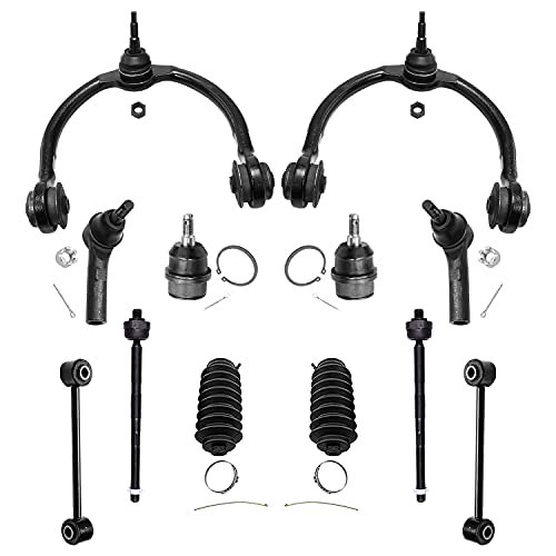Detroit Axle - Front Upper Control Arms Ball Joints Sway Bar Links Tie Rod Replacement for 2008-10 Jeep Commander Grand Cherokee - 14pc Set