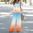 thumbnail image 2 of Mikilon Ensemble Stylé pour Femmes 2 Pcs Décontracté Ample Imprimé Camisole Pantalon Long Sans Manches Col Rond Haut/chemise Ensemble Orange-B m, 2 of 6