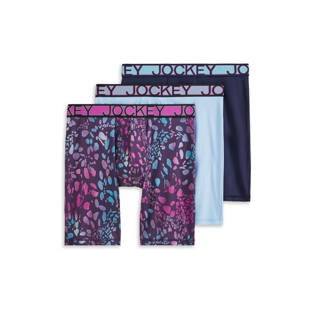 Jockey Men's Active Microfiber 9" Long Leg Boxer Brief - 3 Pack