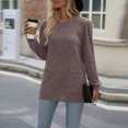 thumbnail image 2 of FAIWAD Womens Tunic Top Round Neck Long Sleeve Ribbed Solid Color Lightweight Pullover Top with Pockets, 2 of 7