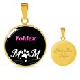 thumbnail image 3 of Foldex Cat Mom Necklace Circle Pendant Stainless Steel or 18k Gold 18-22", 3 of 7