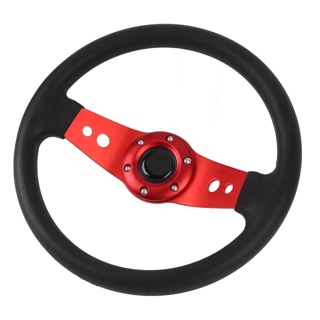 13in Racing Steering Wheel, 6 Bolts Grip PU & Aluminum Auto Driving Wheel, Car Steering Wheel with Horn Button