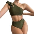 thumbnail image 1 of EGNMCR Bikini Set Women's Color High Waist One Shoulder Bikini Split Swimwear Set, 1 of 4