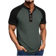 thumbnail image 1 of CHGBMOK Mens Shirts Solid Color Buttons Outdoors Breathable Short Sleeve Round Neck Collar Blouse Sizes S-2XL, 1 of 7