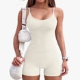 thumbnail image 2 of Baberdicy Combinaisons pour Femmes Liquidationï1⁄4Combinaison à Bretelles Sans Manches à Col Rond pour Femmes Combinaison de Couleur Unie Justaucorps à Bretelles Justaucorps Gainant Blanc, 2 of 4