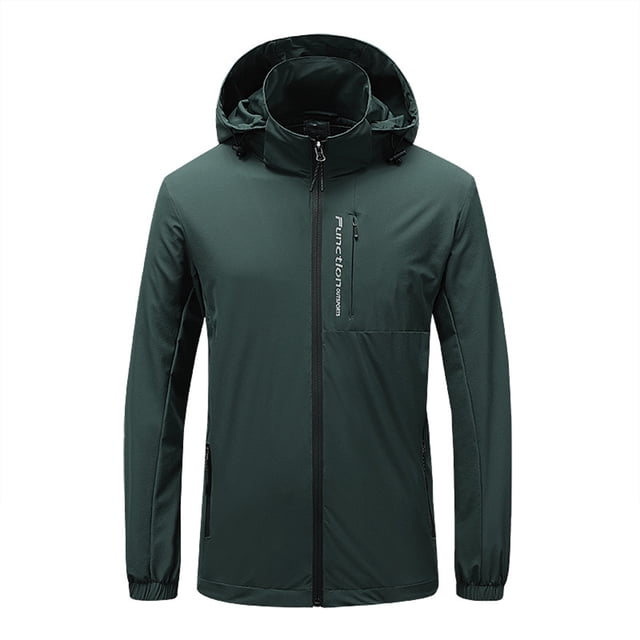 LSLJS Men Velvet ski Outdoor Sports Pocket Hooded Mountaineering Jacket( Green, XL)