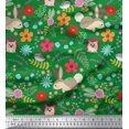 thumbnail image 1 of Soimoi Poly Georgette Fabric Floral,Rabbit & Porcupine Cartoon Print Sewing Fabric Yard 42 Inch Wide, 1 of 3