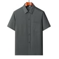 thumbnail image 2 of SROBPTY Haut d'Été pour Homme, Chemises à Manches Courtes pour Hommes, Mode Homme Confortable Uni à Manches Courtes Col Rabattu Régulier Décontracté Gris Foncé, TTG, 2 of 3