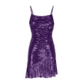 thumbnail image 4 of Tumotour Robes d'Invité de Mariage pour Femmes Été Camisole Formelle Longueur Genou Paillettes Robes Brillantes Bretelles Spaghetti Col Rond Robes de Fête Mini Robe pour Sortir Boîte de Nuit Rendez-Vous Festivals, 4 of 5