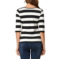 thumbnail image 3 of INSPIRE CHIC Hauts pour Femmes Non Doublés Col Rond Manches au Coude Coupe Ajustée T-Shirt Décontracté TG Noir, 3 of 6