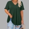 thumbnail image 2 of Chbgutlmr Womens Shirts Plus Size V Neck Ruffle Short Sleeve Ruched Blouse Loose Comfy Summer Casual Tops, 2 of 7