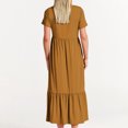 thumbnail image 4 of Penkiiy Robe d'Été Décontractée pour Femme à Manches Courtes, Col Ras du Cou, Robe Longue Fluide à Étages pour la Plage avec Poches, m Jaune, 4 of 5