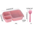 thumbnail image 3 of Boîte à Lunch en Plastique à 3 Compartiments pour Bureau - Boîte Bento Étanche Compatible Micro-Ondes avec Contenants Divisés, Contenant de Rangement Alimentaire Portable (9.29x5.98x2.17 Po Rose), 3 of 3