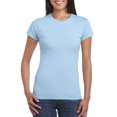 thumbnail image 3 of HOT SALE!! T-Shirt à Manches Courtes Protection Solaire pour Femmes Ajusté Yoga Course Gym Entraînement Haut Basique en Coton Col Rond Ajusté Longueur Tunique T-Shirt Bleu Clair P, 3 of 3