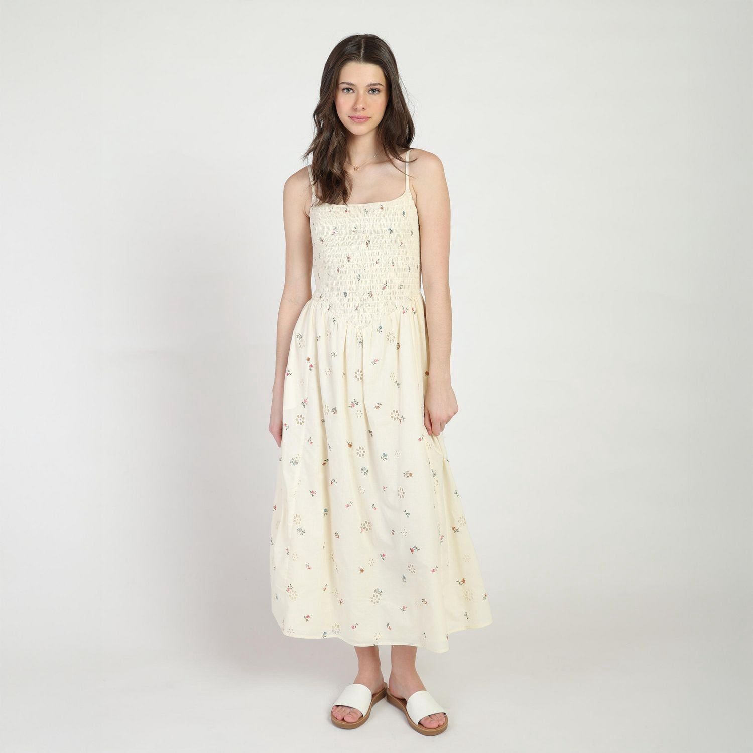 Bloom Girl, Smocked Embroidered Midi Dress, Sizes XS-XL