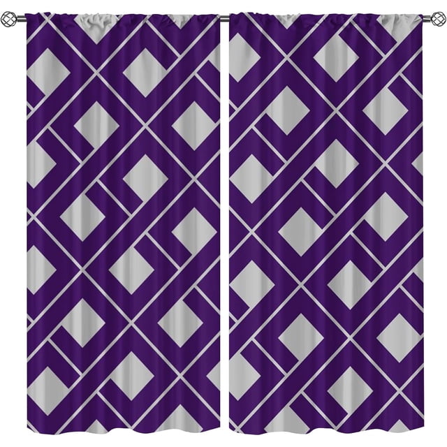 Rhombus Geometry Arrows Kids Blackout Extra Long Curtains, Symmetric Plaid Pattern Rod Pocket Easy to Clean Curtains, Fast Drying Machine Washable Window Shades for Living Room Bedroom-W52xL84in