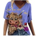thumbnail image 1 of Babysbule Liquidation Hauts pour Femmes Grande Taille Femmes Manches Courtes Imprimé Col en V Hauts Tee T-Shirt Blouse, 1 of 5