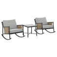 thumbnail image 2 of HOMETRENDS 3-Piece Steel Outdoor Rocking Chair Chat Set with Table & Cushions, Tan, 2 of 11