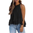 thumbnail image 1 of Weiqiqre Women's Clothing Adjustable Tie Neckline Ruffle Hem Sleeveless Flowy Halter Tops, 1 of 6