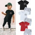 thumbnail image 2 of 2Pcs Infant Baby Boy Summer Clothes Sets Outfits Short Sleeve Baseball Print Tops + Shorts Set, 2 of 9