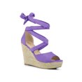 thumbnail image 1 of BLISSFUL STEP Chaussures pour Femmes Espadrilles à Lacets Sandales Compensées à Plateforme Violet 8,5, 1 of 7