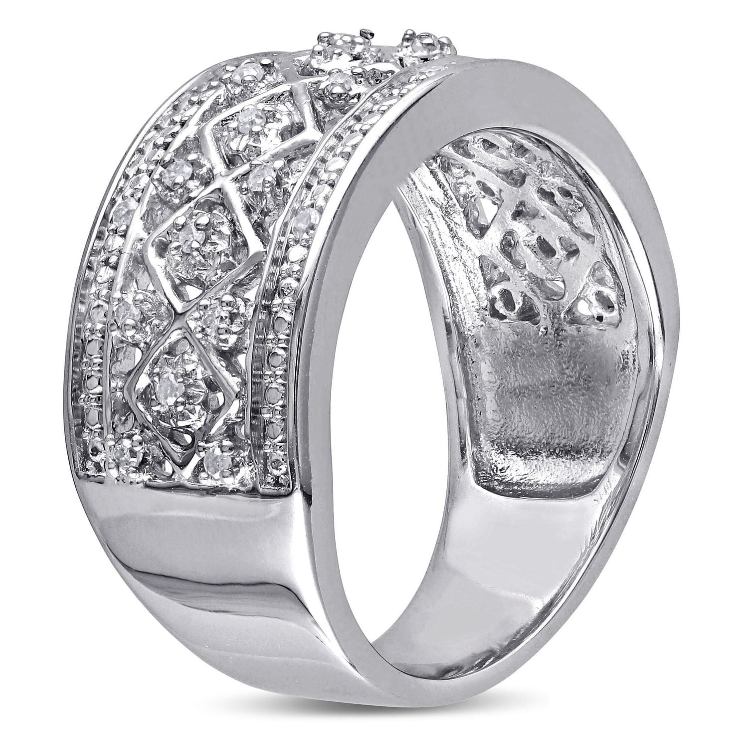 Bague rétro Miabella avec diamants 1/7 CT poids total en argent sterling