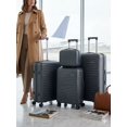 thumbnail image 1 of TRAVLR Monograph 4 Piece Luggage Set, Unbreakable Polypropylene Hardside Spinner Suitcase with 14" Vanity Case, Anti-Blast  YKK Zippers, TSA Lock, Expandable Travel Bags (Charcoal Grey), 1 of 8