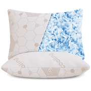 Marina Decoration Copper Cooling Bed Pillows for Sleeping, Luxury Shredded Memory Foam Pillows, Reversible Bedding Cool Pillow for Side Back Stomach Hot Sleeper, 2 Pack Queen Size
