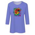 thumbnail image 4 of Qertyioot Valentine Cadeau pour Femmes, Mode Manches Trois-Quarts Col Rond Rétro Imprimé de Noël Haut Ample Blouse Manches Trois-Quarts, 4 of 4