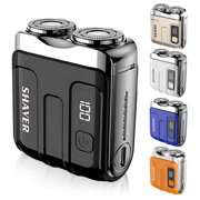 EGNMCR Mini For Men Portable Razors For Men IPX7 Waterproof Magnetic Double Head Shavers Shavers For Mens USB Rechargeable One-Button Long electric shavers