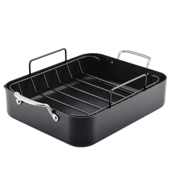 KitchenAid Hard Anodized Roaster with Removable Nonstick Rack, 13-Inch x 15.75-Inch, Matte Black