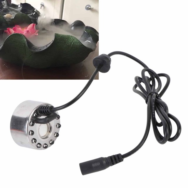 Fog Atomizer, 12 LED Color Changing Mist Maker Fogger Zinc Alloy Humidifier for Water Fountain Pond Rockery Vase Birdbath, Designed for Long Lasting Use