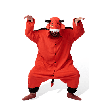 Demon Kigurumi Grenouillère Unisexe pour Adulte Pyjama Animal une Pièce Costume Cosplay Tenue de Nuit (Très Grand)