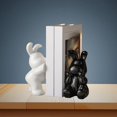 thumbnail image 3 of Hearth & Gear Modern Ceramic Bookends With Rabbit Design Decorative Desk Items For Bookshelves And Giving Set Of 2 With Books Elegant And Stylish Ornament Knitting Ornament Christmas Keepsake Ornament, 3 of 6