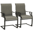 thumbnail image 1 of Outsunny Ensemble de 2 Chaises de Patio, Chaises de Salle à Manger d'Extérieur à Mouvement en C à Ressort, 1 of 10
