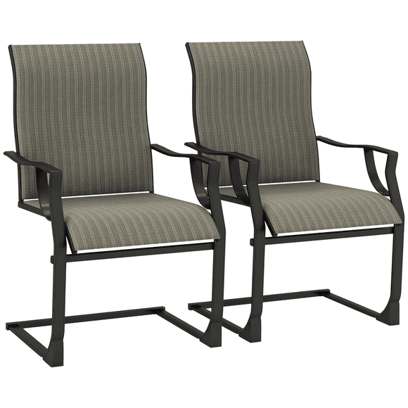 Outsunny Patio Chairs Set of 2, C Spring Motion Outdoor Dining Chairs
