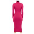 thumbnail image 4 of Gspmoly Robe d'Été, Robe Longue Femme Mode Ajustée à Col Montant, Robe à Manches Longues de Couleur Unie, Robes de Soirée pour Femmes Offres Prime, 4 of 8