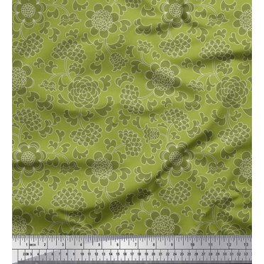 Soimoi Satin Silk Fabric Flower Artistic Printed Craft Fabric by the Yard 42 Inch Wide