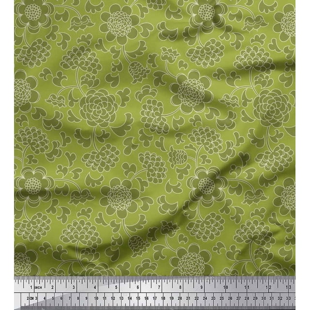 Soimoi Poly Georgette Fabric Flower Artistic Fabric Prints By Yard 42 Inch Wide