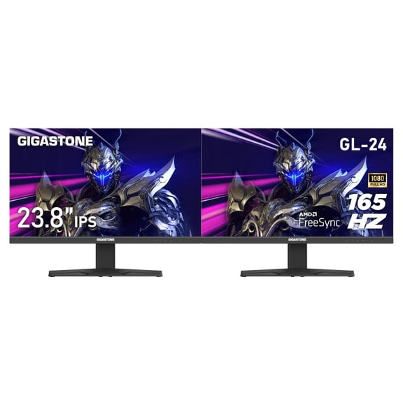 Gigastone Moniteur de Jeu à Éclairage Arrière IPS LED de 24 Pouces, Lot de 2, 165Hz FHD 1920 x 1080, Vue Grand à 178°, Moniteur Double, Moniteur d'Ordinateur, Haut-Parleurs Intégrés, FreeSync, Support VESA Ergonomique Inclinable, DP, HDMI