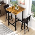 thumbnail image 2 of Furlinkhm 3 Piece Pub Dining Set, Modern Bar Table and Stools for 2 Kitchen Counter Height Wood Top Bistro Easy Assemble for Breakfast Nook Living Room Small Space Restaurant, Rustic Brown, 2 of 9