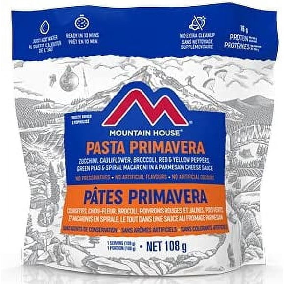 Mountain House Pasta Primavera Pouch | Freeze Dried Backpacking & Camping Food | Survival & Emergency Food | Entree Meal | Easy to Prepare | Delicious and Nutritious | 6 Pouch