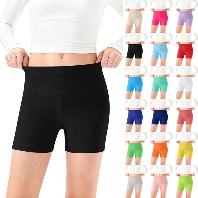 Yuyuzo Girls Athletic Shorts High Waisted Yoga Dance Workout Shorts Comfy Stretch Solid Color Underwear Shorts