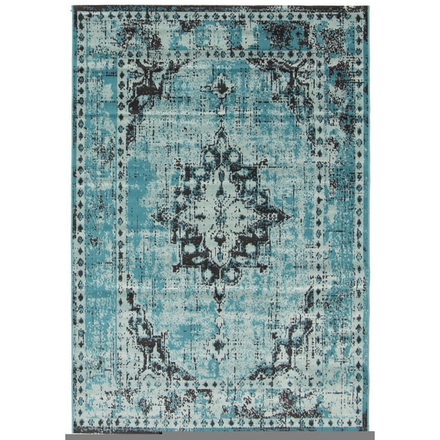 ECARPET Traditional Style Area Rug for Dining Room, Living Room and Bedroom Isabella Aqua